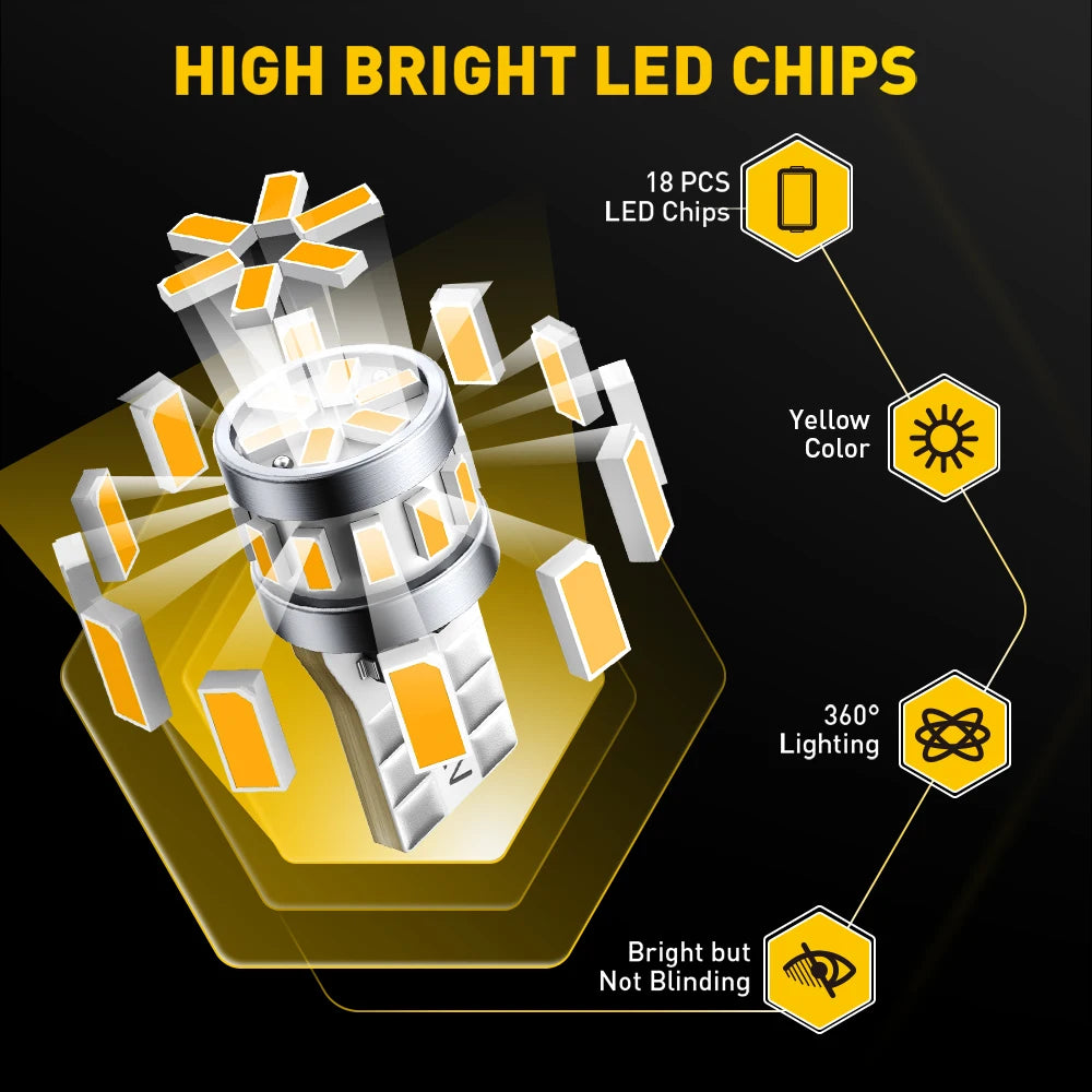 AUXITO 2Pcs Car Light T10 Led Yellow Position Side Marker Pa