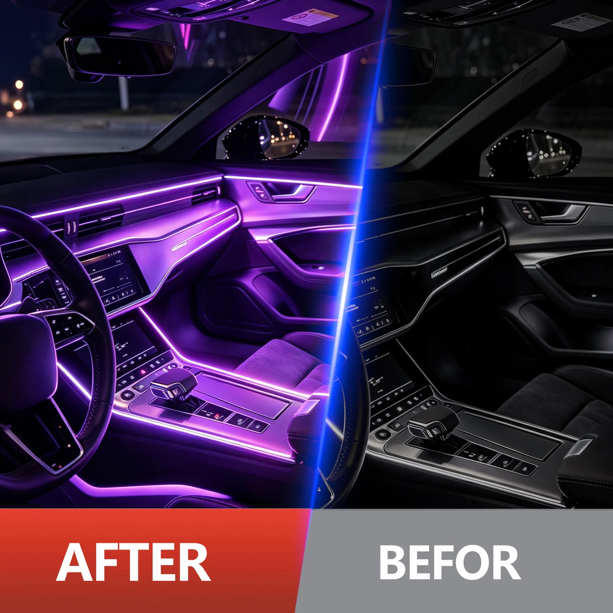 LED Car Interior Ambient Strip Lights RGB Fiber Optic Atmosp