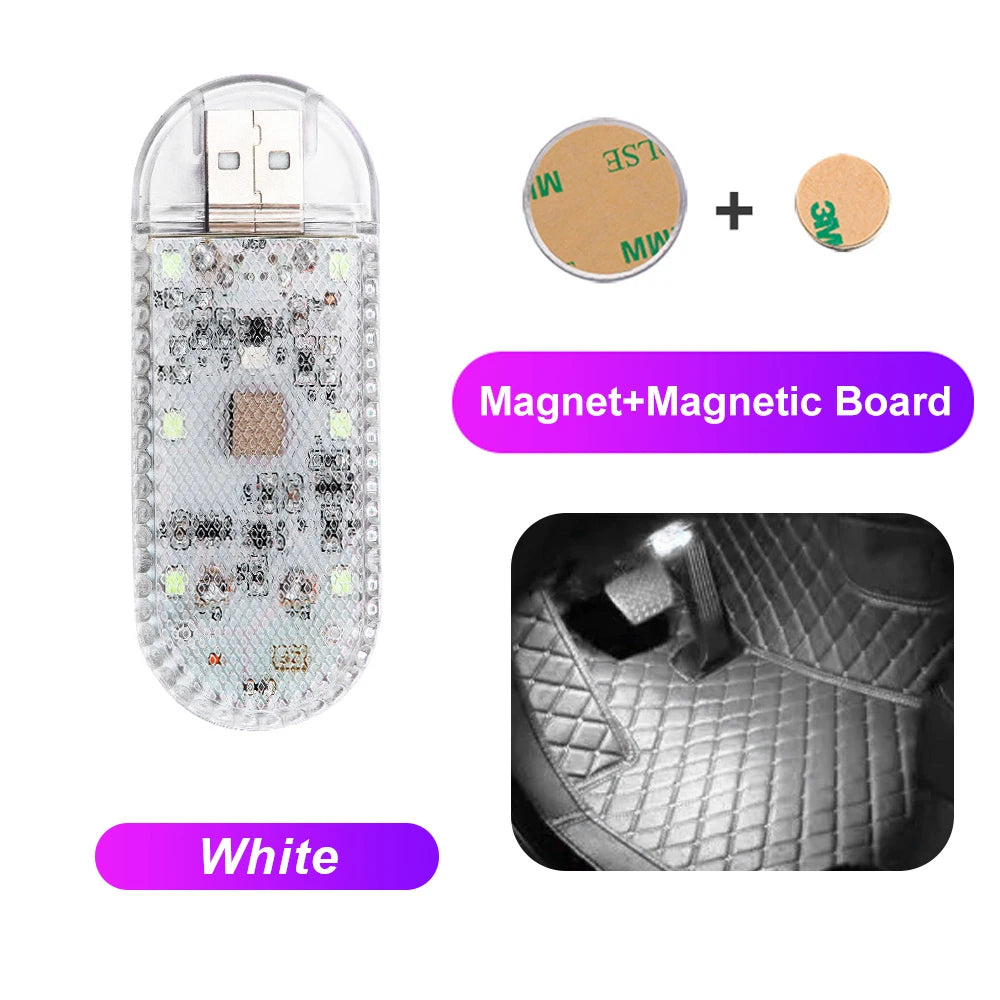 1/2X LED Touch Light Mini Wireless Car Interior Lighting Auto Roof Ceiling Reading Lamp for Door Foot Trunk Storage Box Charger
