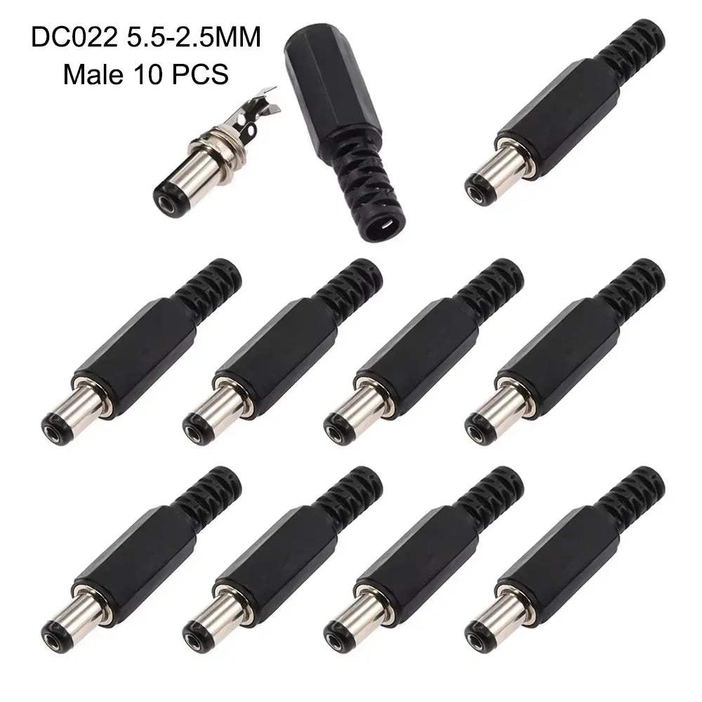 10 Pack DC022 B Power Jack Panel Mount Connector DC 5.5mm x 2.1 DC 5.5mm x2.5mm Female Solder Type Power Jack Socket