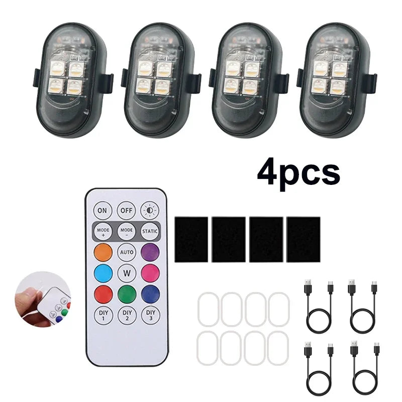 Rechargeable Wireless Light Aircraft Airplane Helicopter Warning Lights RGB Led Motorcycle Strobe Lights LED Flash Light