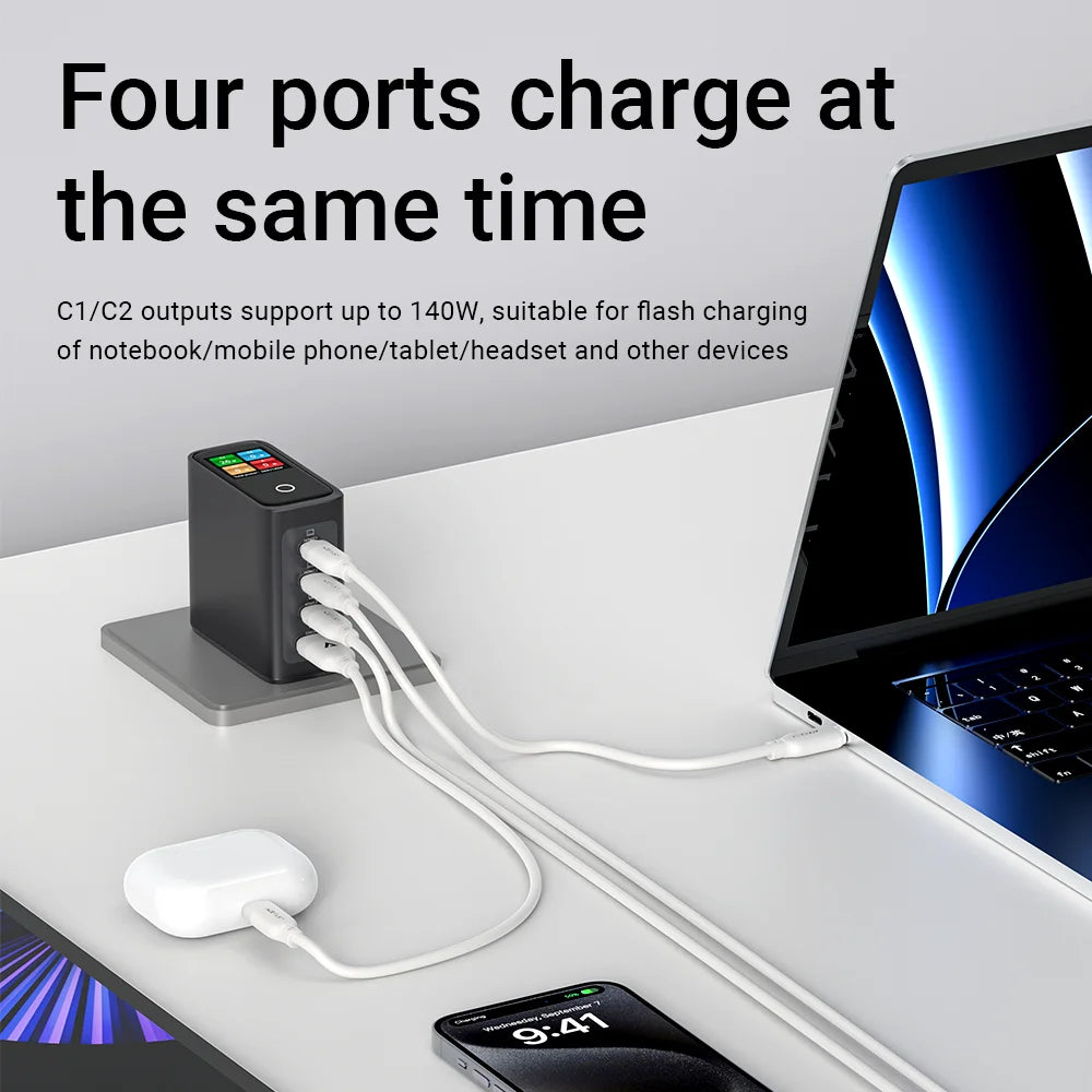 ACEFAST US Plug GaN 140W Fast Charging Phone Charger LED Dis