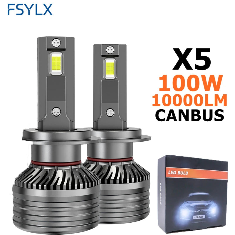 X5 100W H7 Car LED Headlight Bulb Fog Light Canbus 6000k K5C