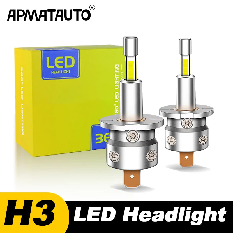 2Pcs H1 H3 LED Headlight Bulb Mini 360 Size 30000LM CSP for Car Headlamp Light Auto Diode Fog Lamps 6000K Automobile