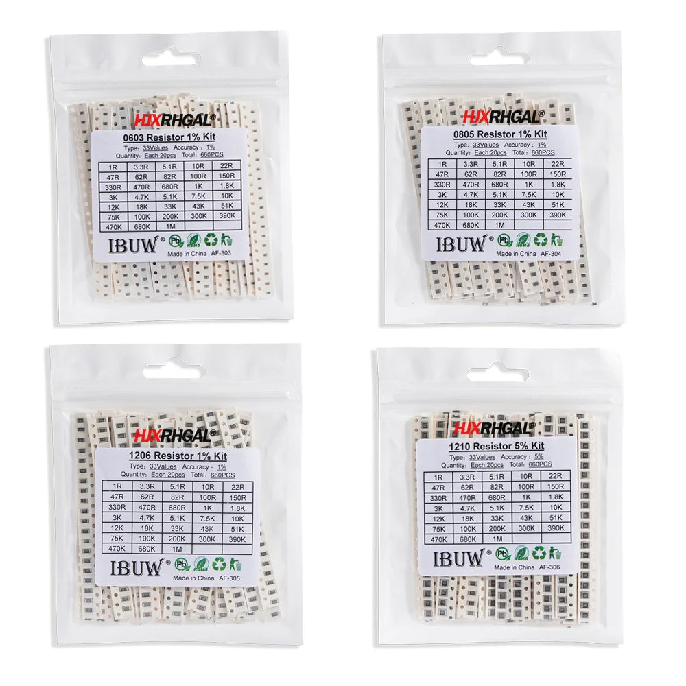 33Values 0402 0603 0805 1206 1210 2512 SMD Resistor Kit Asso