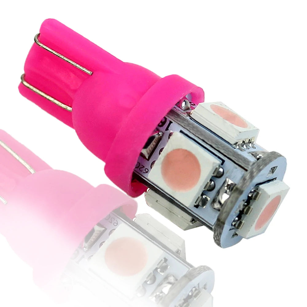 10pcs Pink Purple T10 158 192 194 168 W5W 5050 SMD 5 LED Car