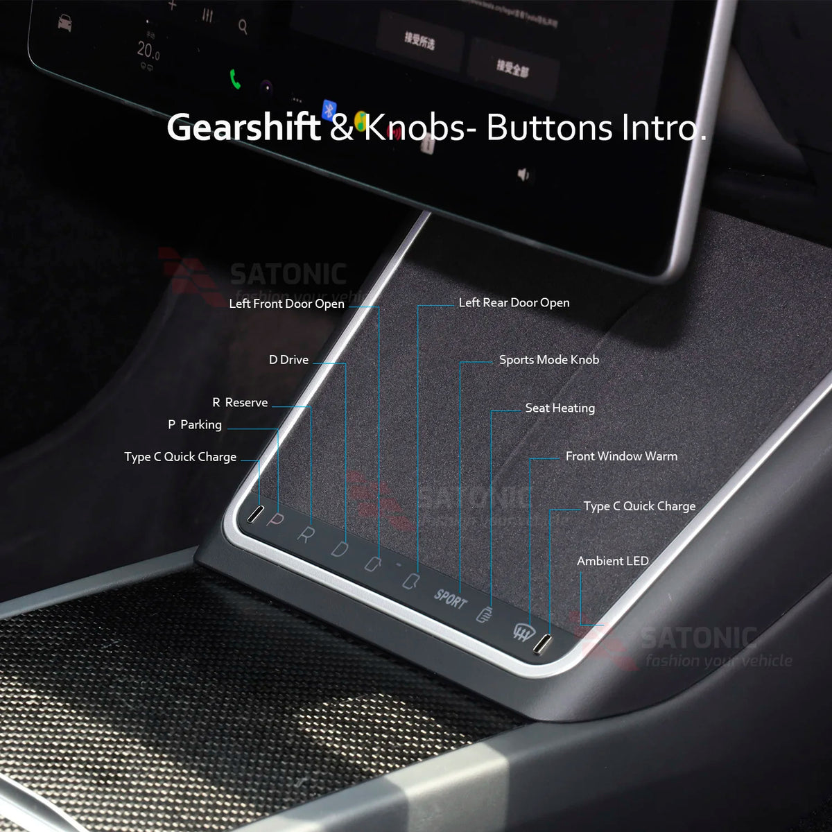 SATONIC Wireless Charger Knobs For Tesla New Model Y Juniper