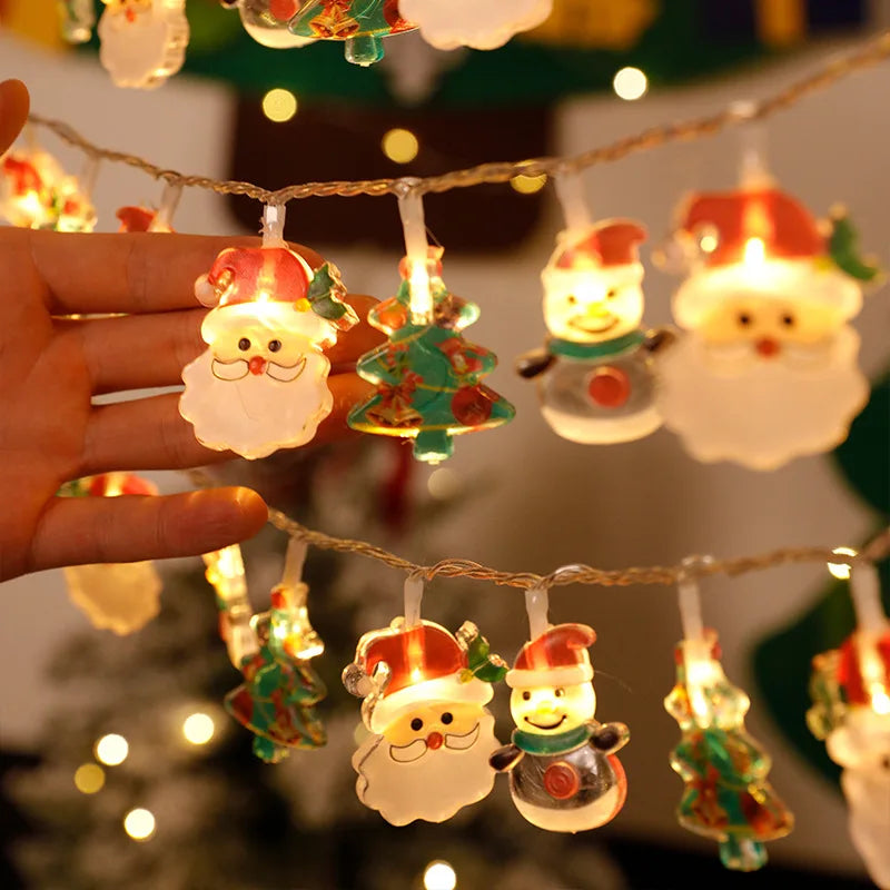 2024 Christmas Lights String Santa Claus Snowman Battery-ope