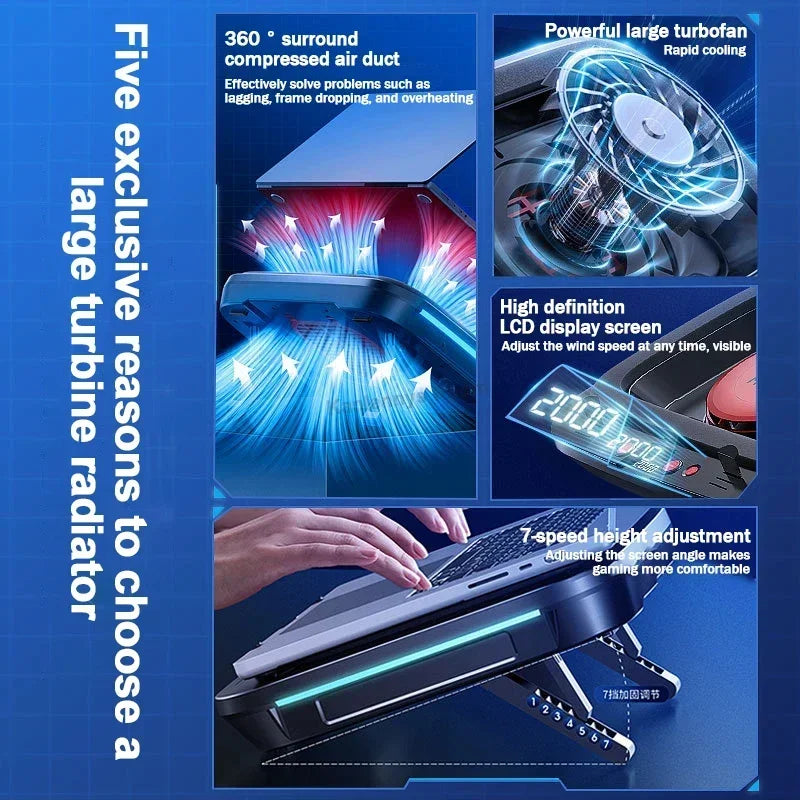 MEMO FL08 7 Angle Adjustable Notebook Powerful Fan Cooling P
