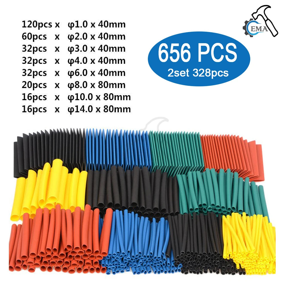 656/1060pcs Heat Shrink Tube With 300W Hot Air Guns Kit EU US 110V 220V Heat Shrink Tubing Kit 2 1 Cover Cable Repair Protection