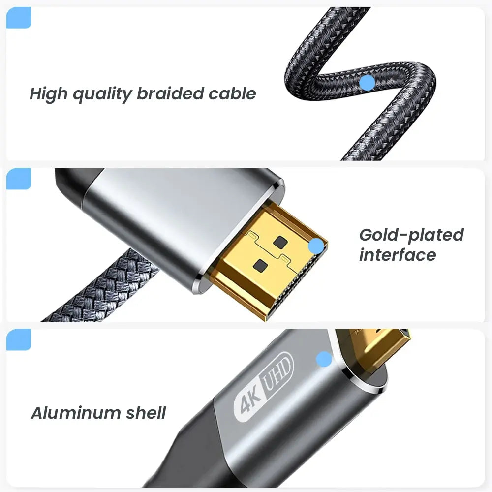 NIERBO Mini HDMI to HDMI Cable HD 4K 60Hz High-Speed Braided