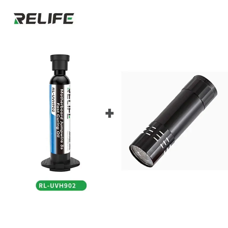 RELIFE RL-UVH902 Fast Curing UV Solder Mask Oil +UV Curing Light 3S Fast Dry Kit for Phone PCB BGA Wire Repair