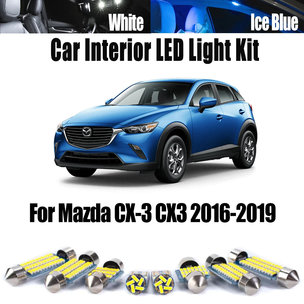 10-Piece LED Interior Light Kit for Mazda CX3 - Canbus Error-Free Interior Bulbs