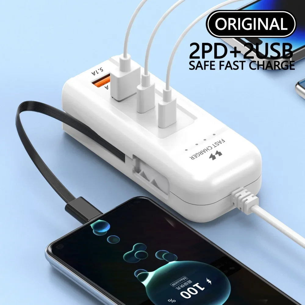 66W 4 Port PD USB Fast Charging Wall Chargers Socket Outlet 
