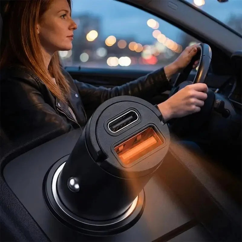 Dual Port USB C Car Charger Max 100W Fast Charging Small Siz
