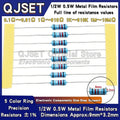 50pcs 1/2W Metal Film Resistors 1% 0.5W 10R 15R 47 100 200 2