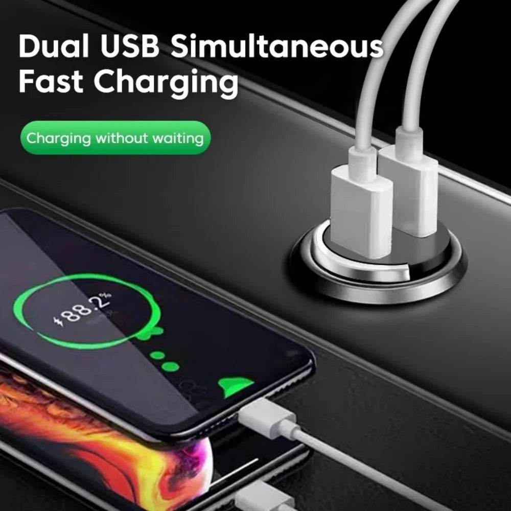 Car 66/100/200W Dual Port Mini USB Charger Ultra Fast Chargi