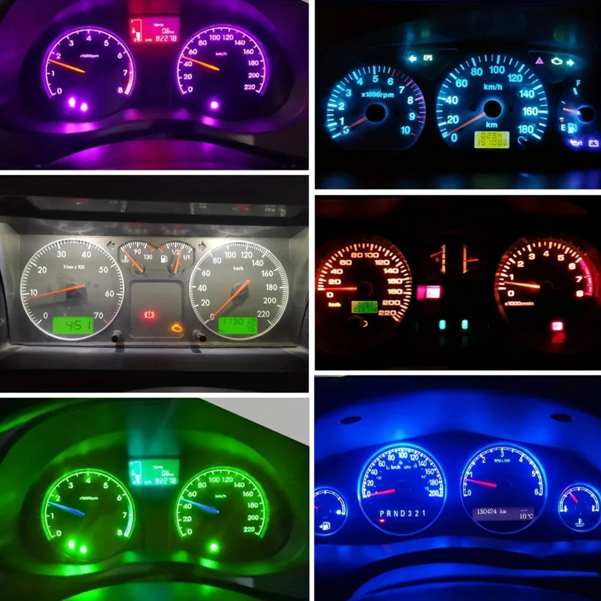 10/20pcs Car Wedge Dashboard Light T5 LED W3W Silicone Gauge