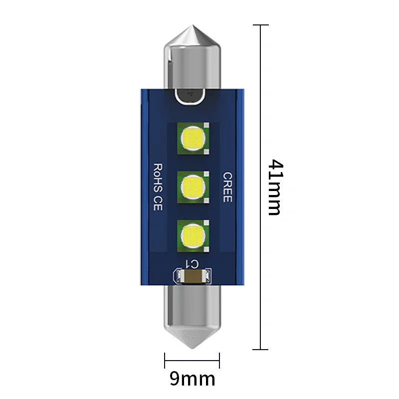 Oprah 2pcs Festoon LED C5W C10W 31mm 36mm 39mm 41mm Lamp Car Interior Light Canbus No Error Dome Reading Bulb 12V White 6000K