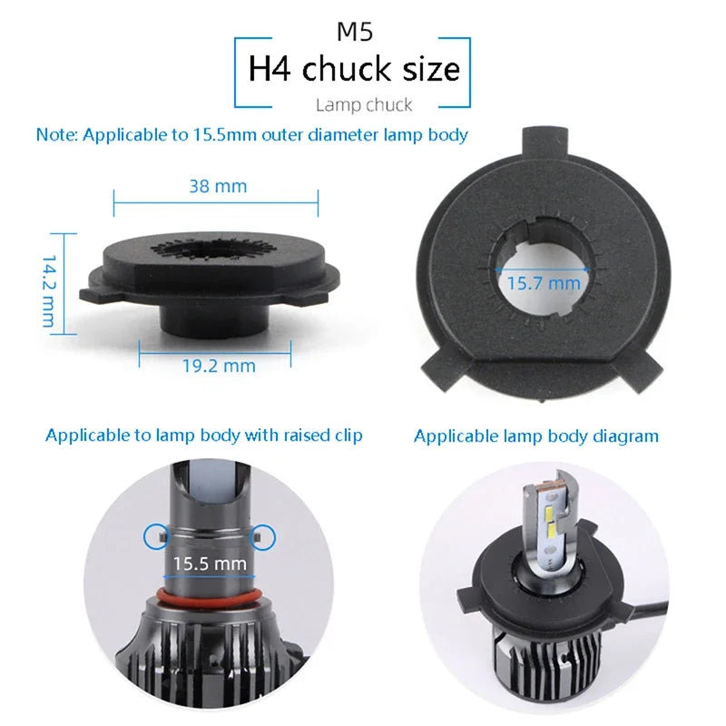 2Pcs Car LED Headlight Bulb Base Adapter Socket Holder 9006-HB4/9005-HB3/H11/H7/H4/H3/H1 Head Lamp Retainer Holder Clips