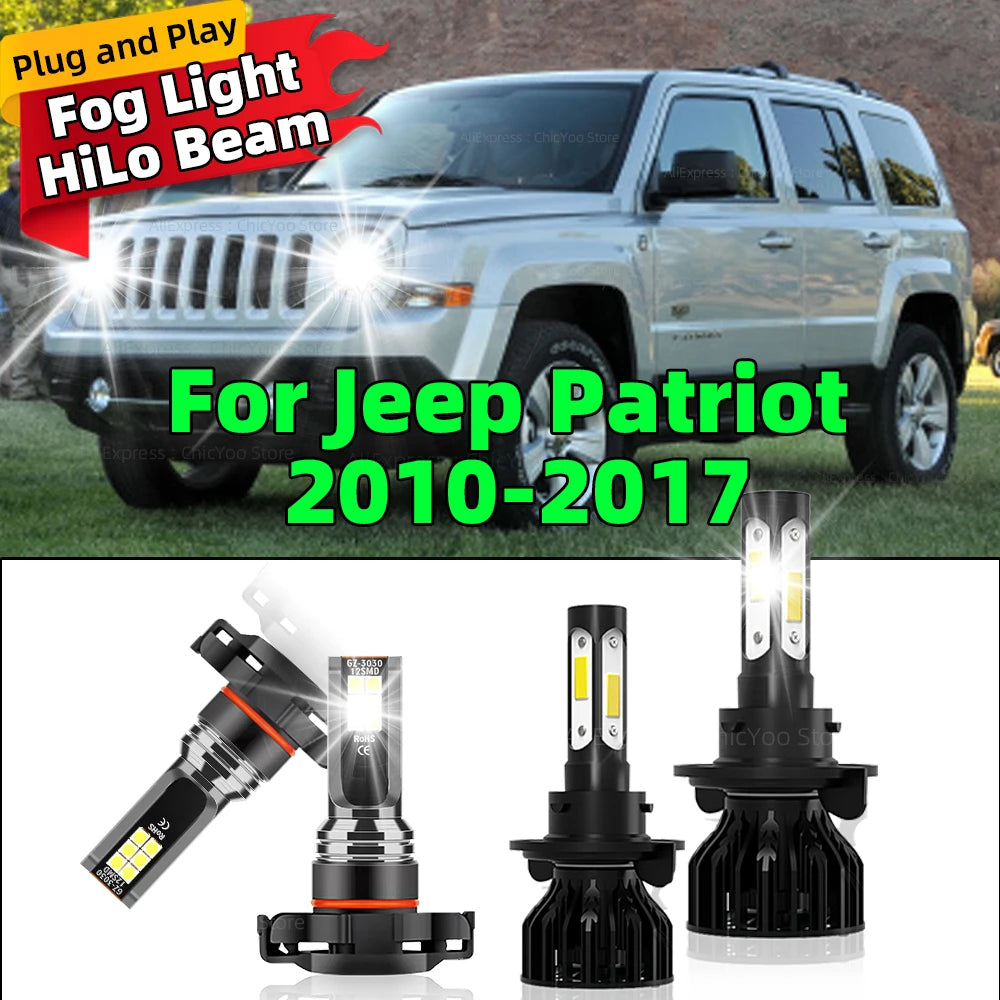 LED Headlights For Jeep Patriot 2010-2017 FOG Lights Bulbs C