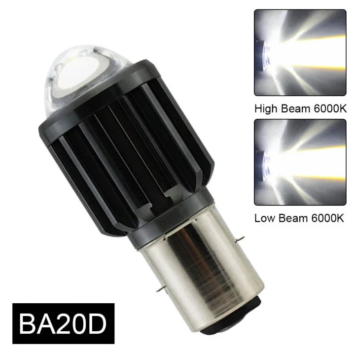 1pcs 12V High Quality H4/HS1 H6/BA20D 15W LED 6 COB Motorcycle Headlight Bulb 1200LM 6000K Hi/Lo Beam Light White Yellow Light