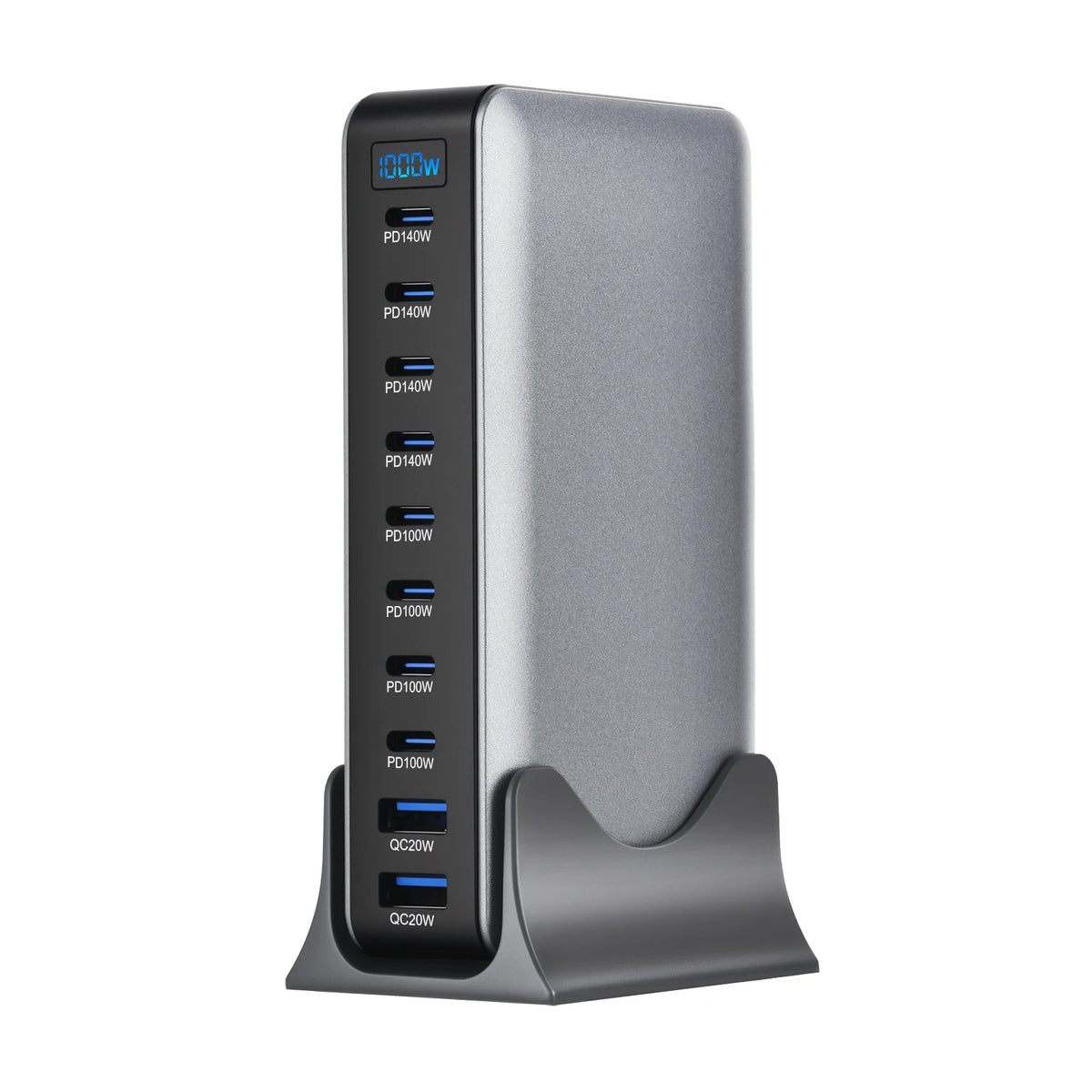 2026 New 1000W GaN Fast Charger PD3.1 USB Type C 10-Port Des