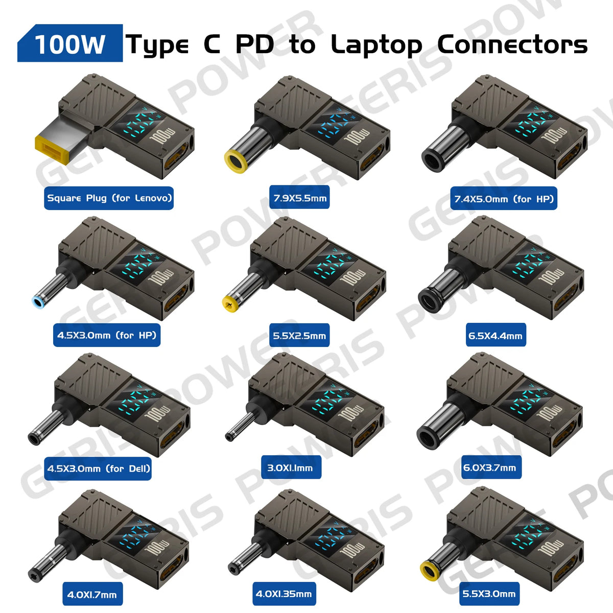 LED Display PD 100W Laptop Power Supply Adapter Charger Conn