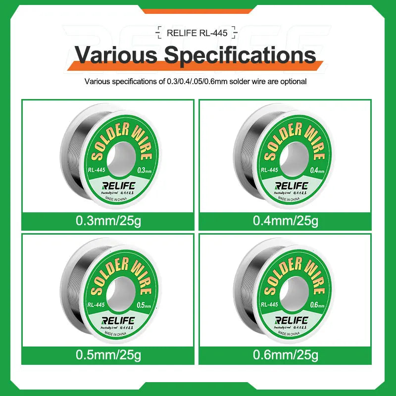 RELIFE RL-445 0.3/0.4/0.5/0.6mm High Purity Solder Wire Rosi