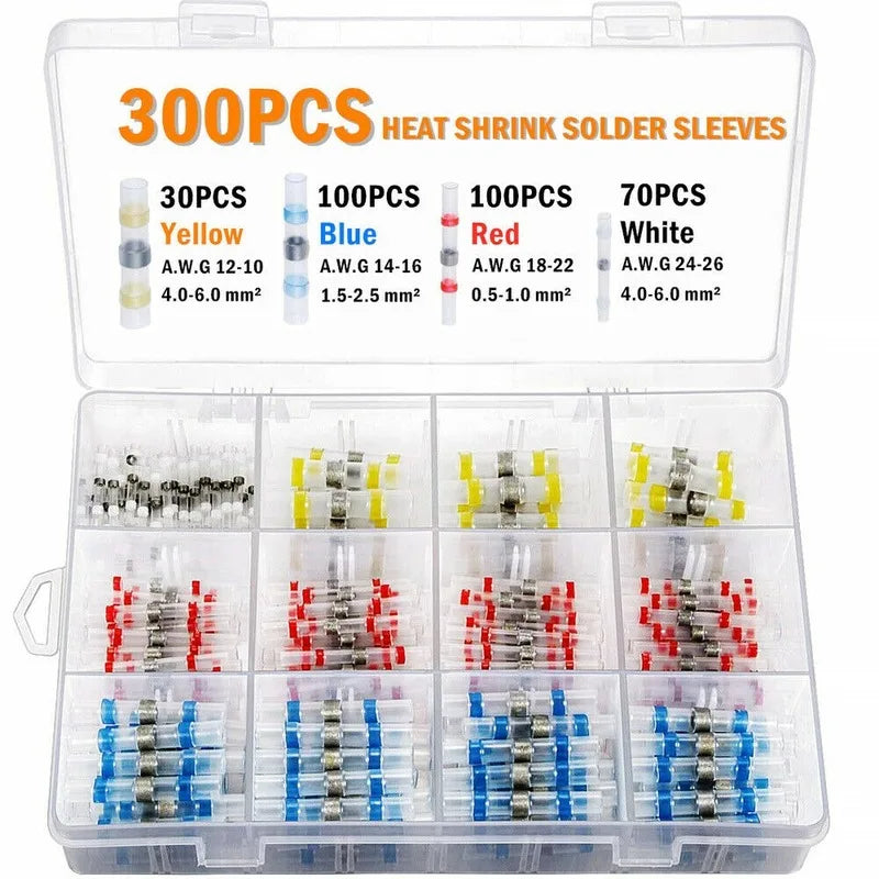 26-10AWG Wire Connector Heat Shrink with Solder Splices Waterproof Heat Shrink Tubing for Soldering with Box 100/200/300/800Pcs