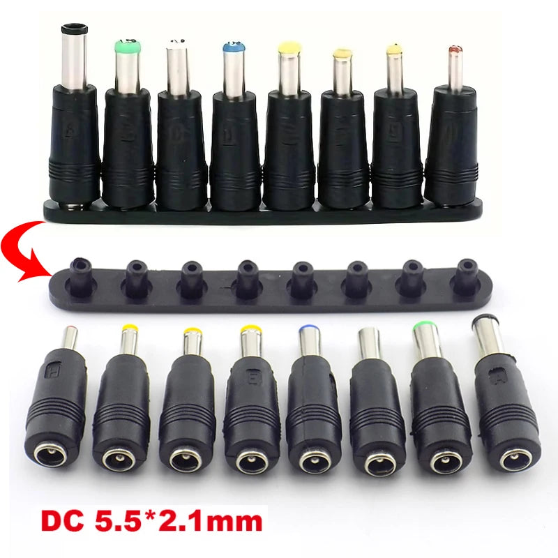 8Pcs AC DC 5.5X 2.1 MM Female Jack Plug Adapter Connectors T