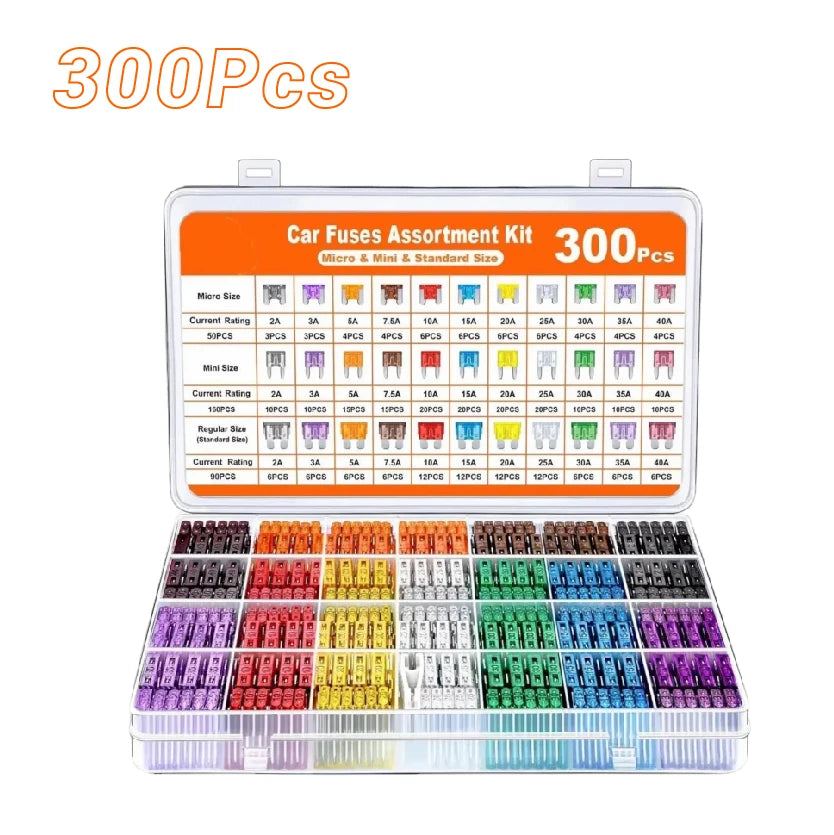 180/300Pcs Car Fuses Assorted Kit Mini Standard Micro with Box