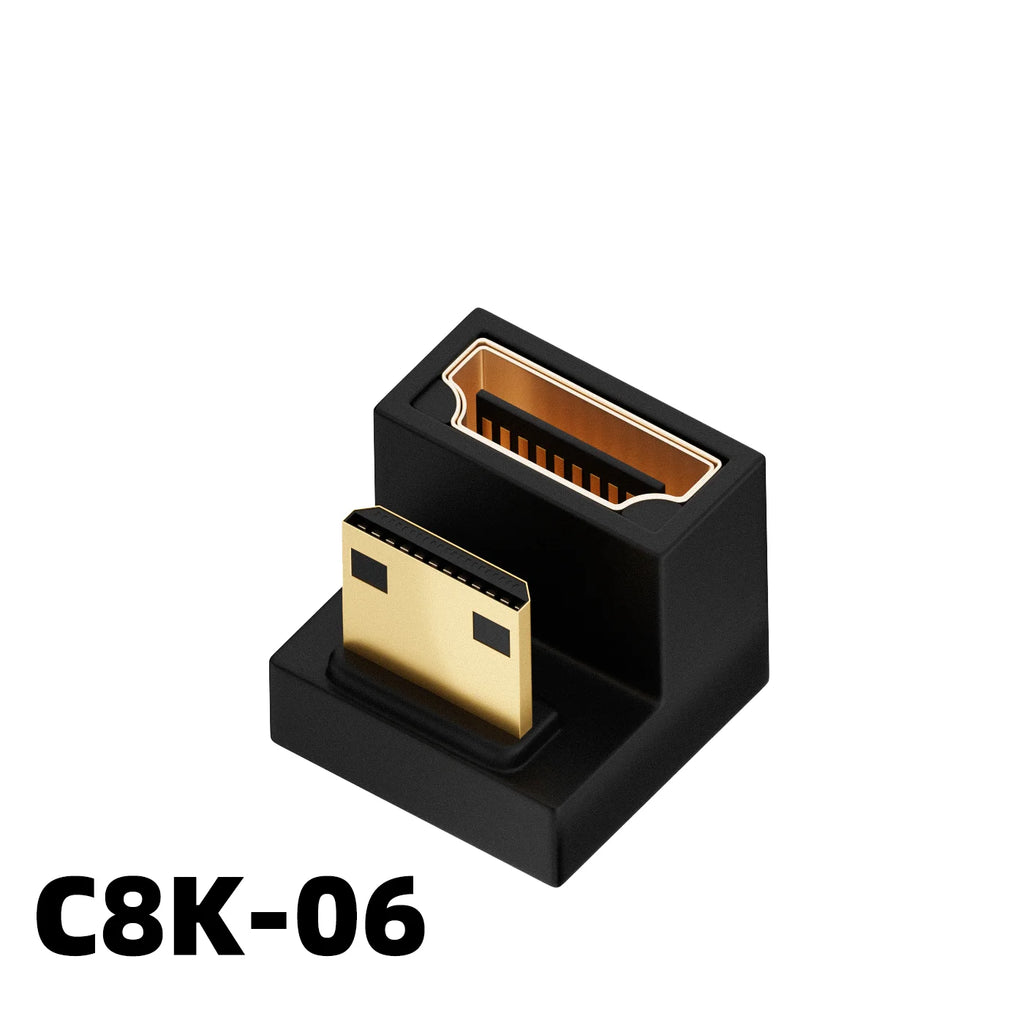 NNBILI 8K HDMI-compatible 2.1 Cable Connector Adapter 270 90 Degree Angle 2 Pcs Male To Female Converters Cable Adaptor Extender
