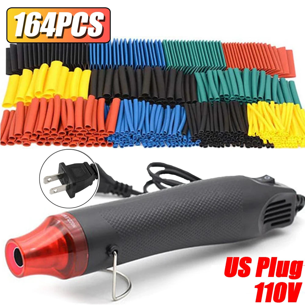 1160/580/164PCS Heat Shrink Tubing Kit 2 1 Shrinkable Wire Shrinking Wrap Connect Cover Cable Repair Protection with Hot Air Gun