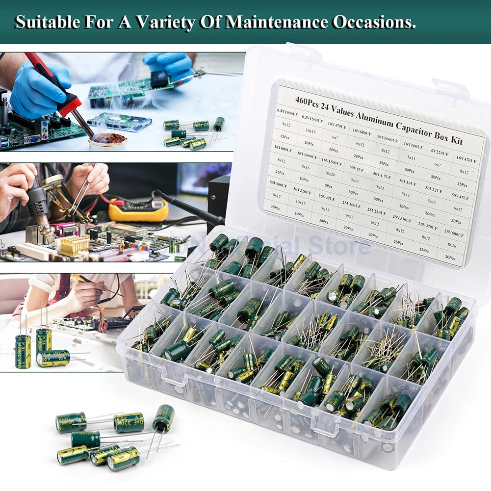 15/24/36 Values 225/460/925Pcs Aluminum Electrolytic Capacit