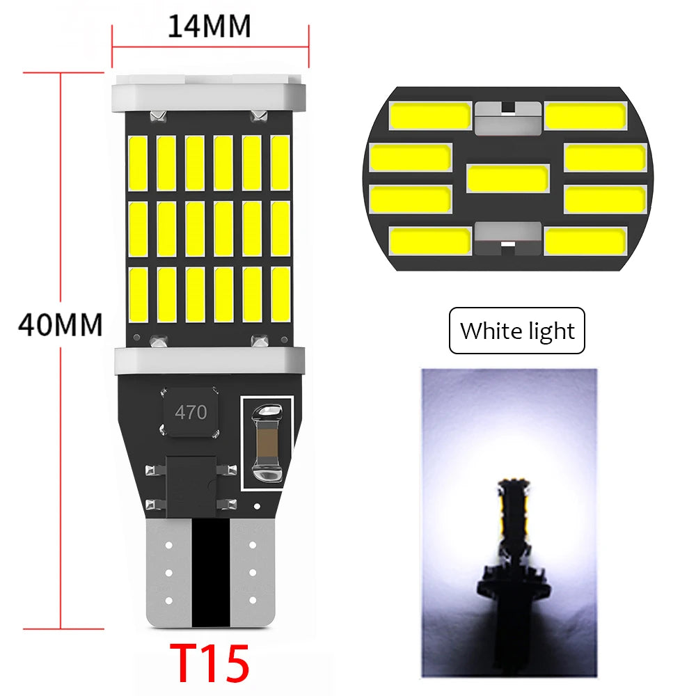 2/10pcs T10 W5W T15 W16W Car Led Lights Canbus No Error 4014SMD For Car Accessories Interior Lamps Tail Reverse Lights White 12V