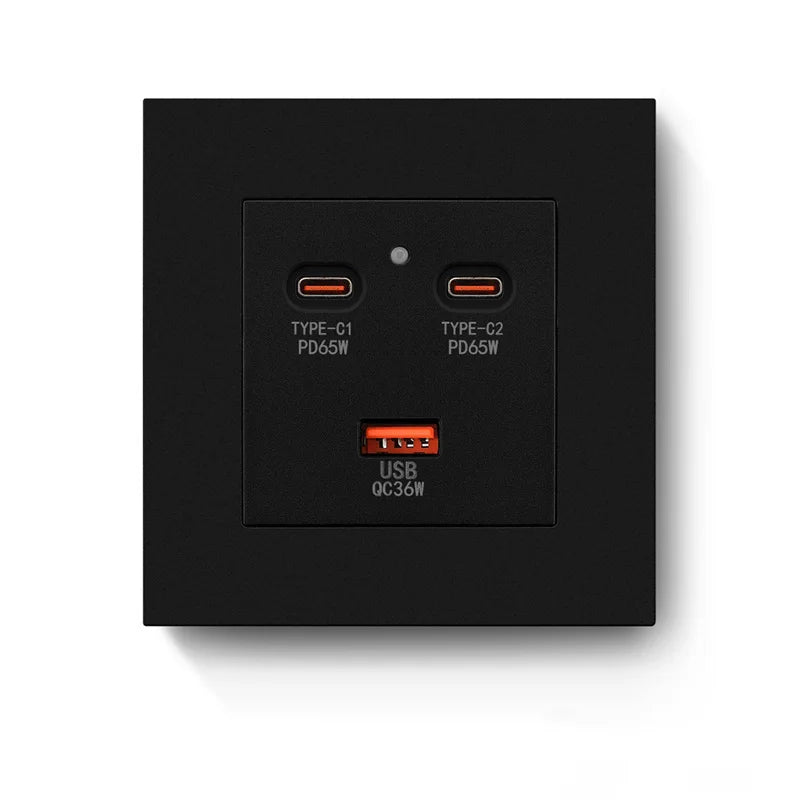 High-End New Pop Gallium Nitride USB Socket 65W Fast Charging Panel 86 Type Type-C Concealed USB Power Interface For Home Use