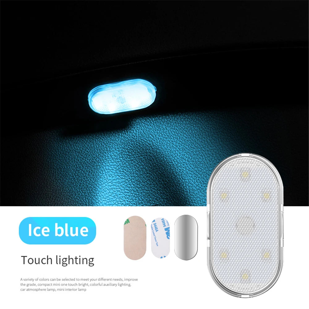 1/2pcs Multi Color Car Light Wireless LED Touch Light Roof Ceiling Sensor Read Lamp Mini USB Charging Light Auto Interior Lamp