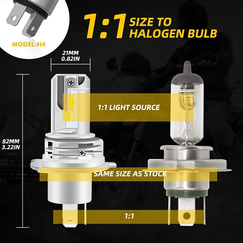 H4 LED Motorcycle Headlight Bulbs Hi Lo Beam Moto Lights For