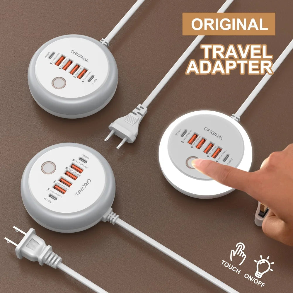 50W PD Charger 6 Ports Type-C Fast Charging Power Strip Wall