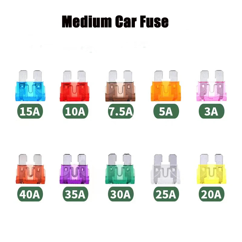 20pcs Standard Blade Fuse Kit 1A 2A 3A 4A 5A 7.5A 10A 15A 20