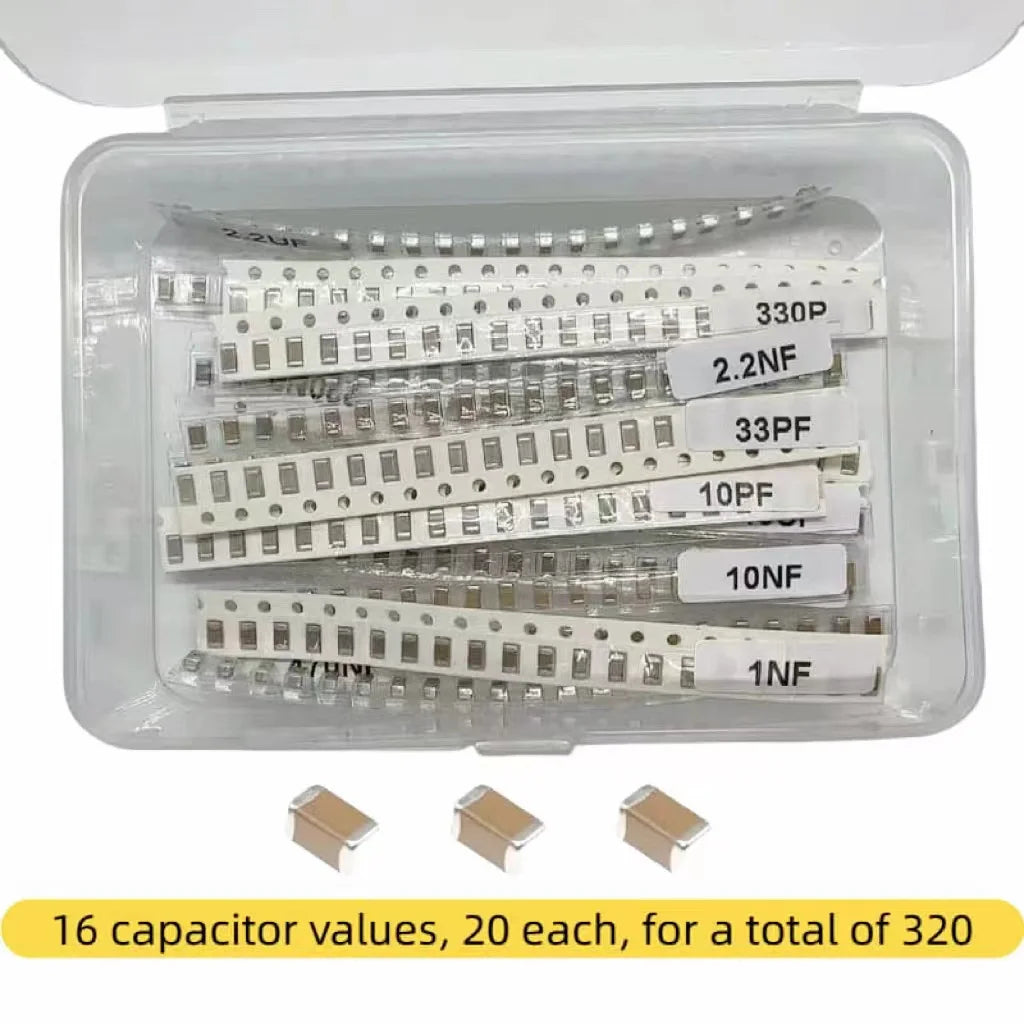320 Piece 1206 SMD Capacitor Kit 16 Values from 10pF to 22uF