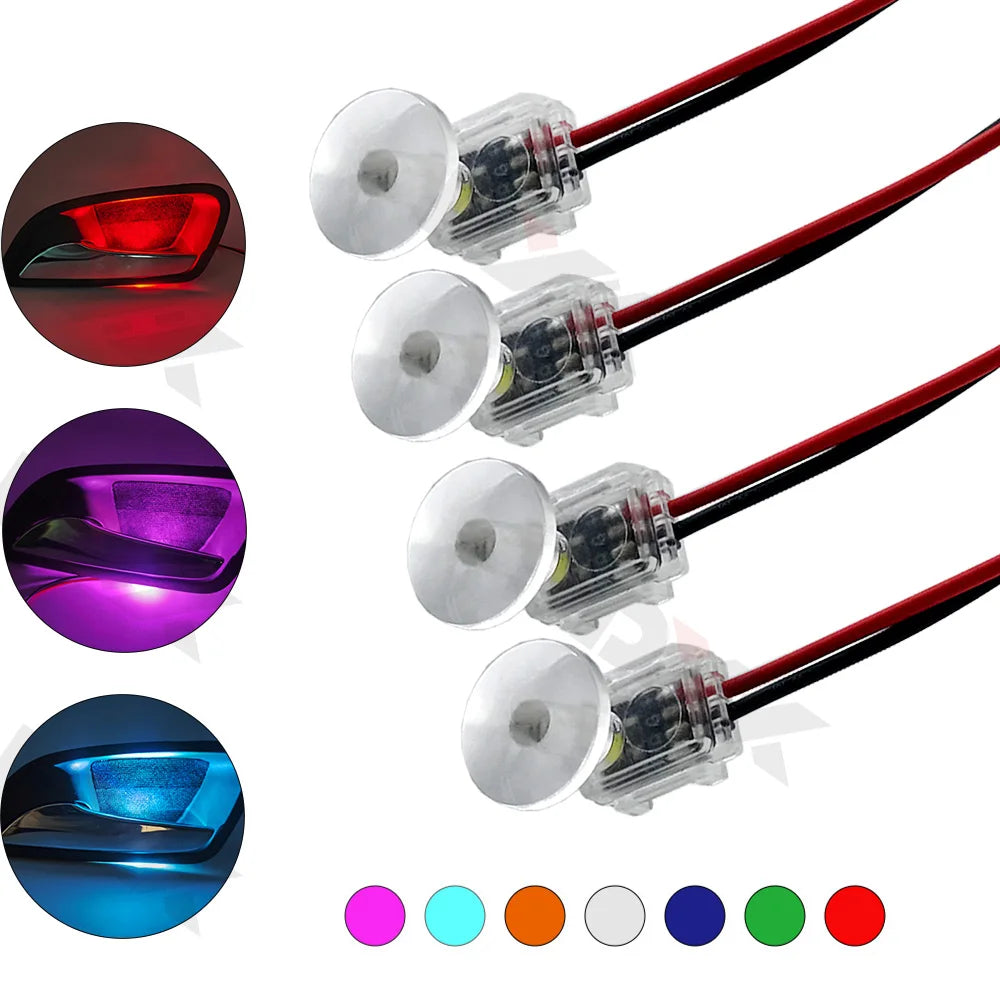 4pcs Mini Car Door Bowl Decoration Light Universal 12V Auto 