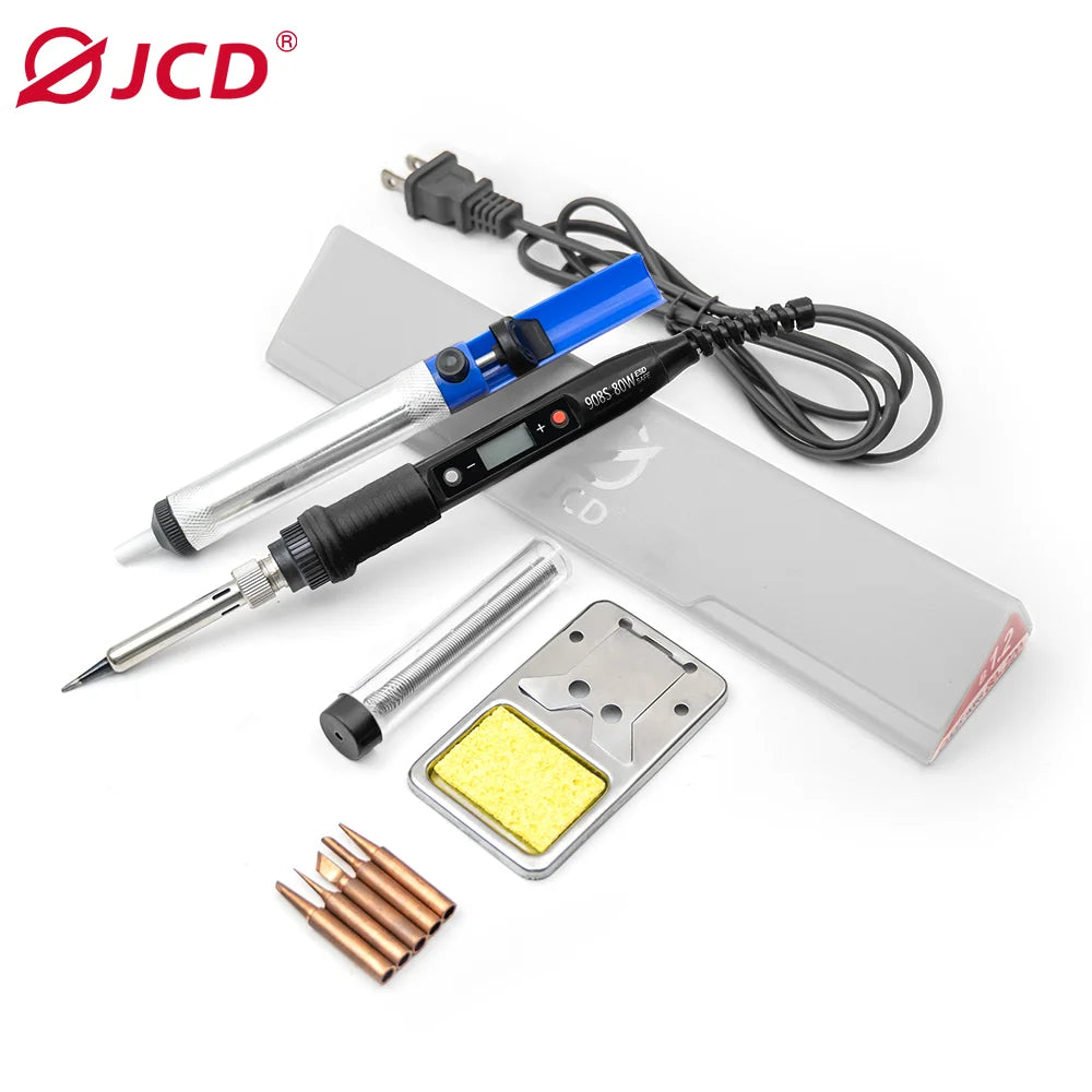 JCD 60W/80W Electric Soldering Iron Adjustable Temperature Digital Display Electronic Welding Repair Tools With Solder Tin Iron