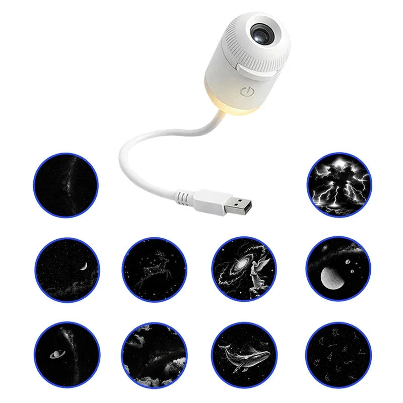 2 In 1 Mini Starry Sky Projector Creative Night Light 10 Films Starry Sky Ambient Light For Home Decoration Children Night Light
