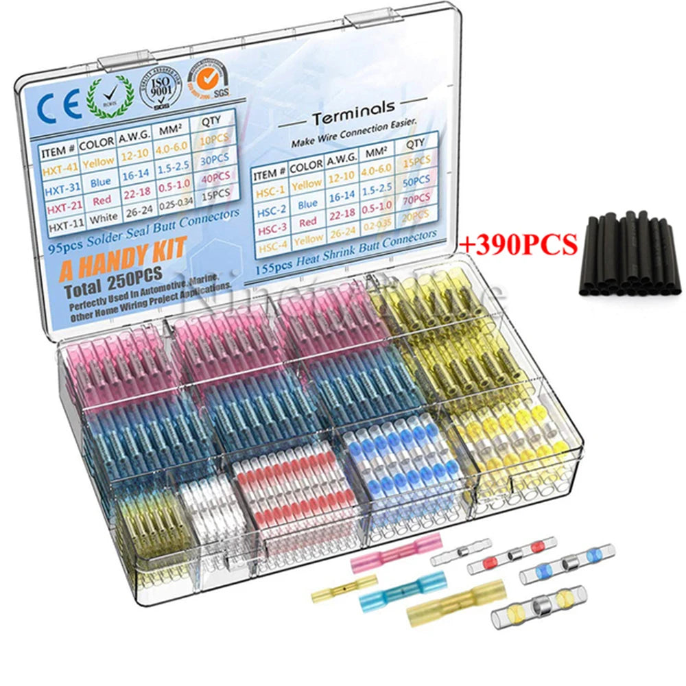 Heat Shrinkable Wire Connectors SST21 Waterproof Sleeve AWG22-18 Butt Electrical Splice Tinned Solder Seal Terminal
