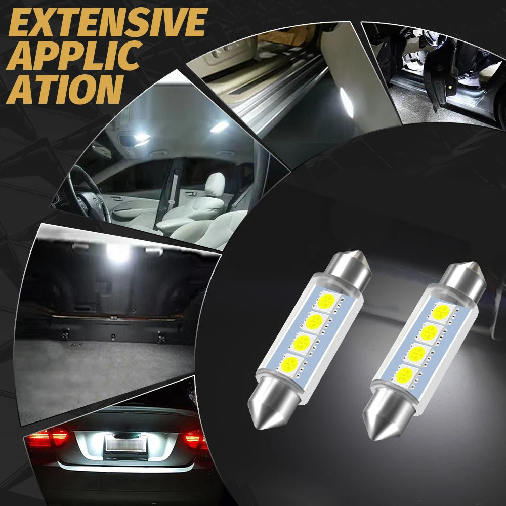 4pcs 44MM 1.76 In Car Rigid Loop Festoon Led Bulb Extremely 