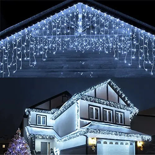 Christmas Outdoor Lights 20m Street Garland Winter Led Icicle Curtain Lights for House New Year and Christmas Decoration 2024
