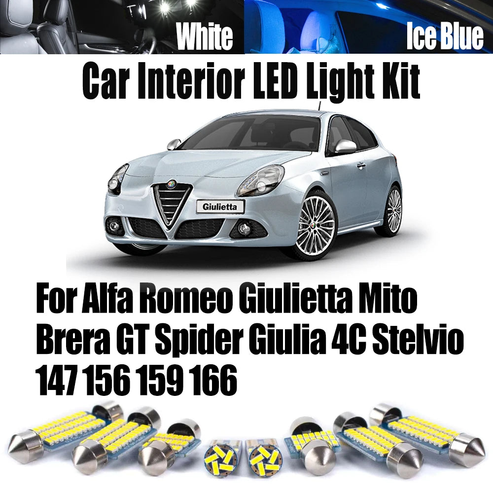 LED Interior Reading Light Kit For Alfa Romeo Giulietta Mito Brera GT Spider Giulia 4C Stelvio 147