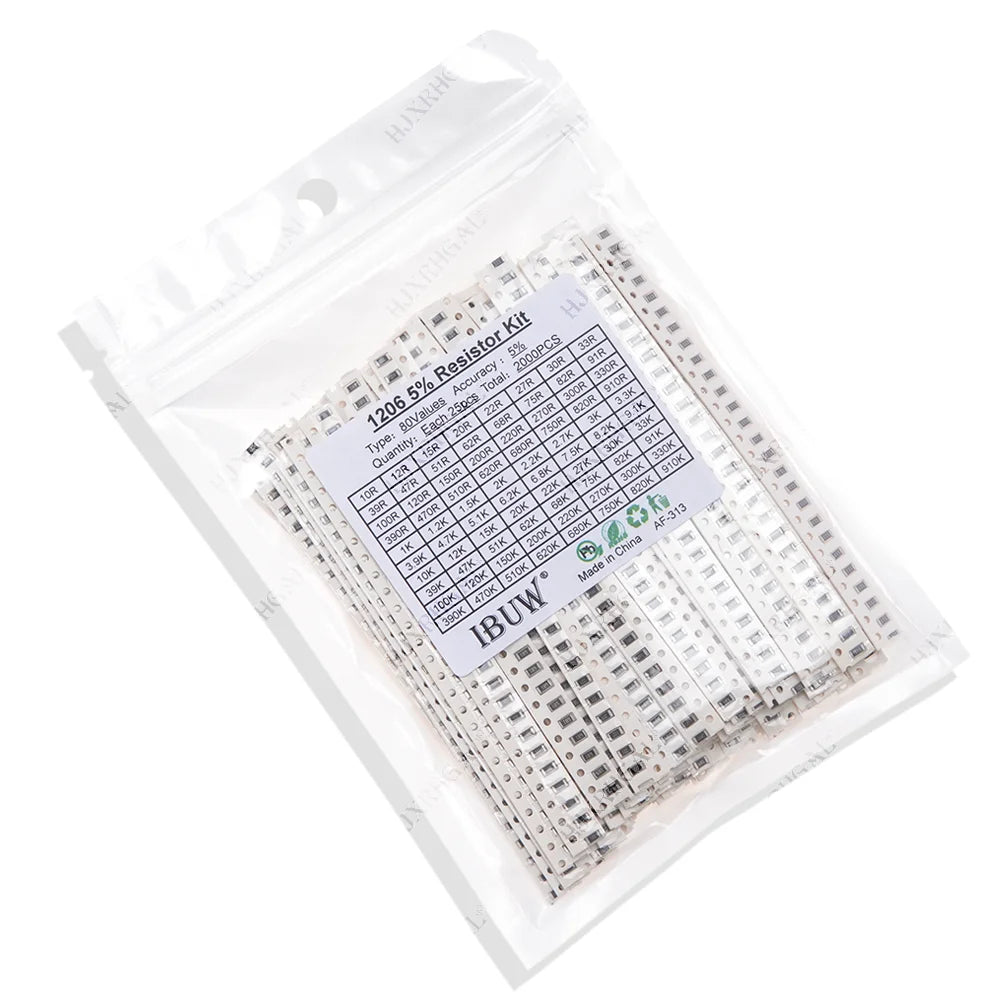 2000PCS 10 ohm-910K ohm 1206 SMD Resistor Kit Assorted set 5